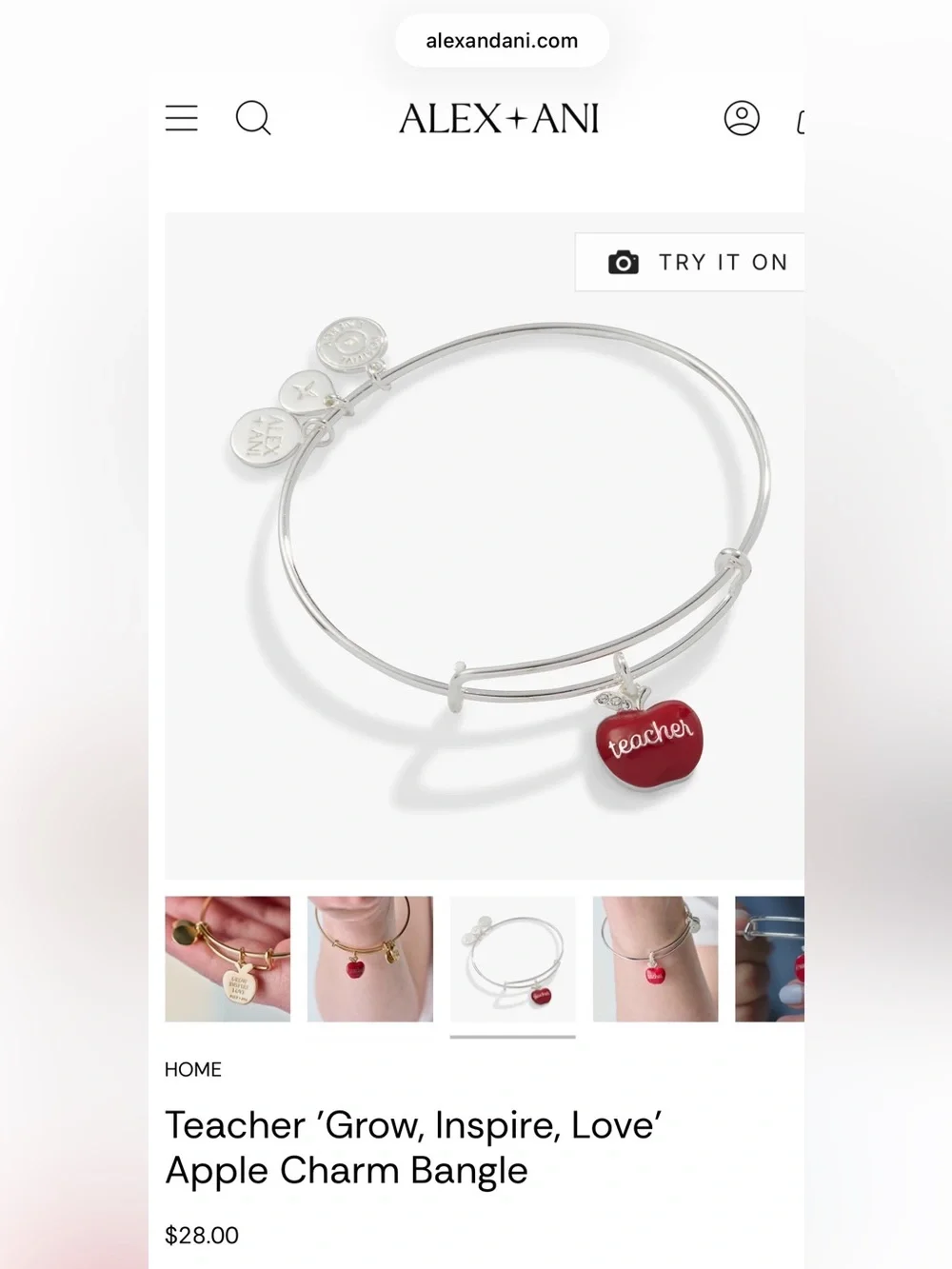 Alex and Ani Teacher Appreciation Charm Bangle - Picture 1 of 4